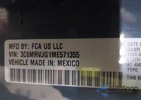 2021 Ram Promaster 3500 Cargo Van High Roof 159 Wb Ext from USA, damaged, VIN 3C6MRVJG1ME571355